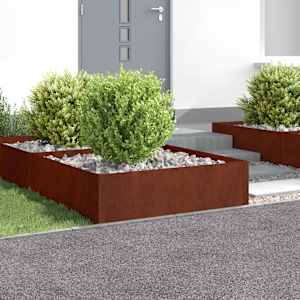 Robovi trave 4 kos 100 x 100 x 35 cm Jeklo Rjav