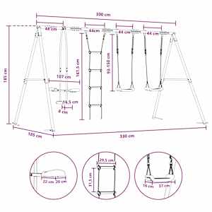 Houpací set na zahradu Vícebarevný 330 x 185 x 185 cm Ocel a PE - obrázek 9
