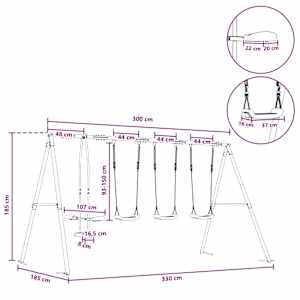 Houpací set na zahradu Vícebarevný 330 x 185 x 185 cm Ocel a PE - obrázek 9