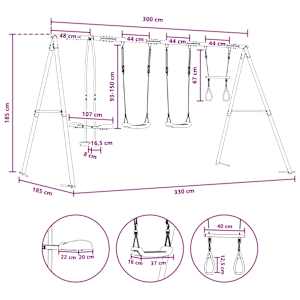 Houpací set na zahradu Vícebarevný 330 x 185 x 185 cm Ocel a PE - obrázek 10