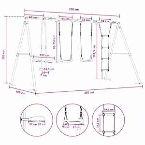 Houpací set na zahradu Vícebarevný 330 x 185 x 185 cm Ocel a PE - obrázek 9