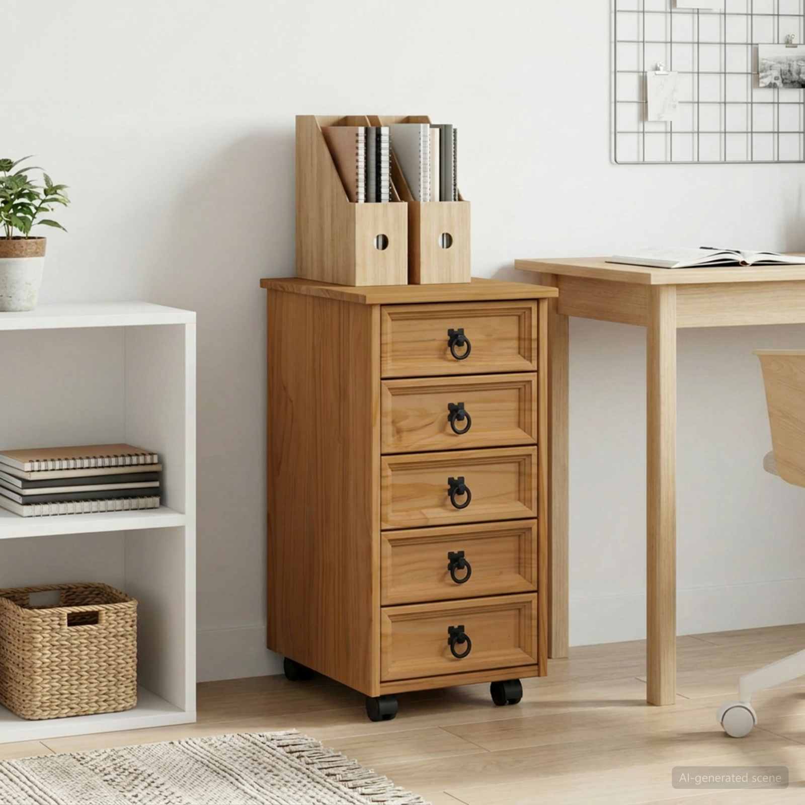 Rolkast met lades CORONA Massief grenenhout en engineered wood image 1