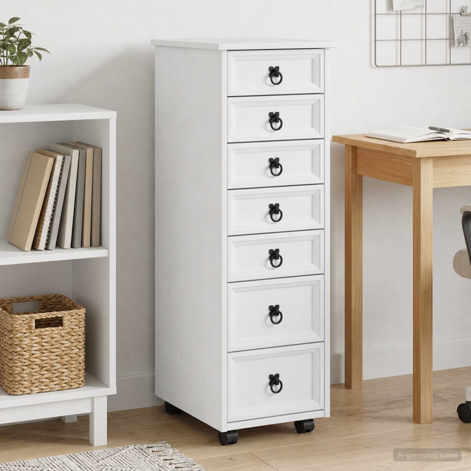 Rolkast met lades CORONA Massief grenenhout en engineered wood image 1
