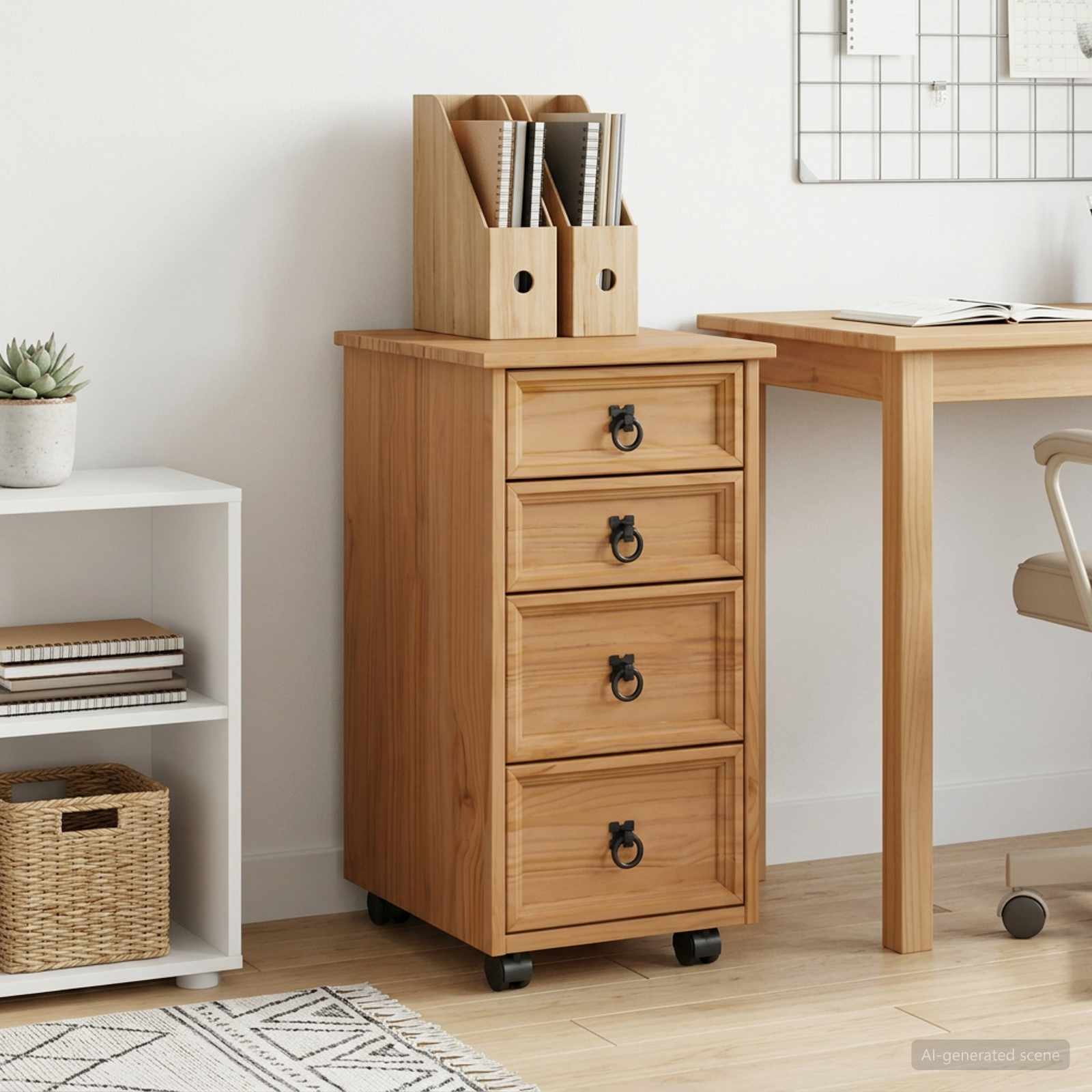 Rolkast met lades CORONA Massief grenenhout en engineered wood image 1
