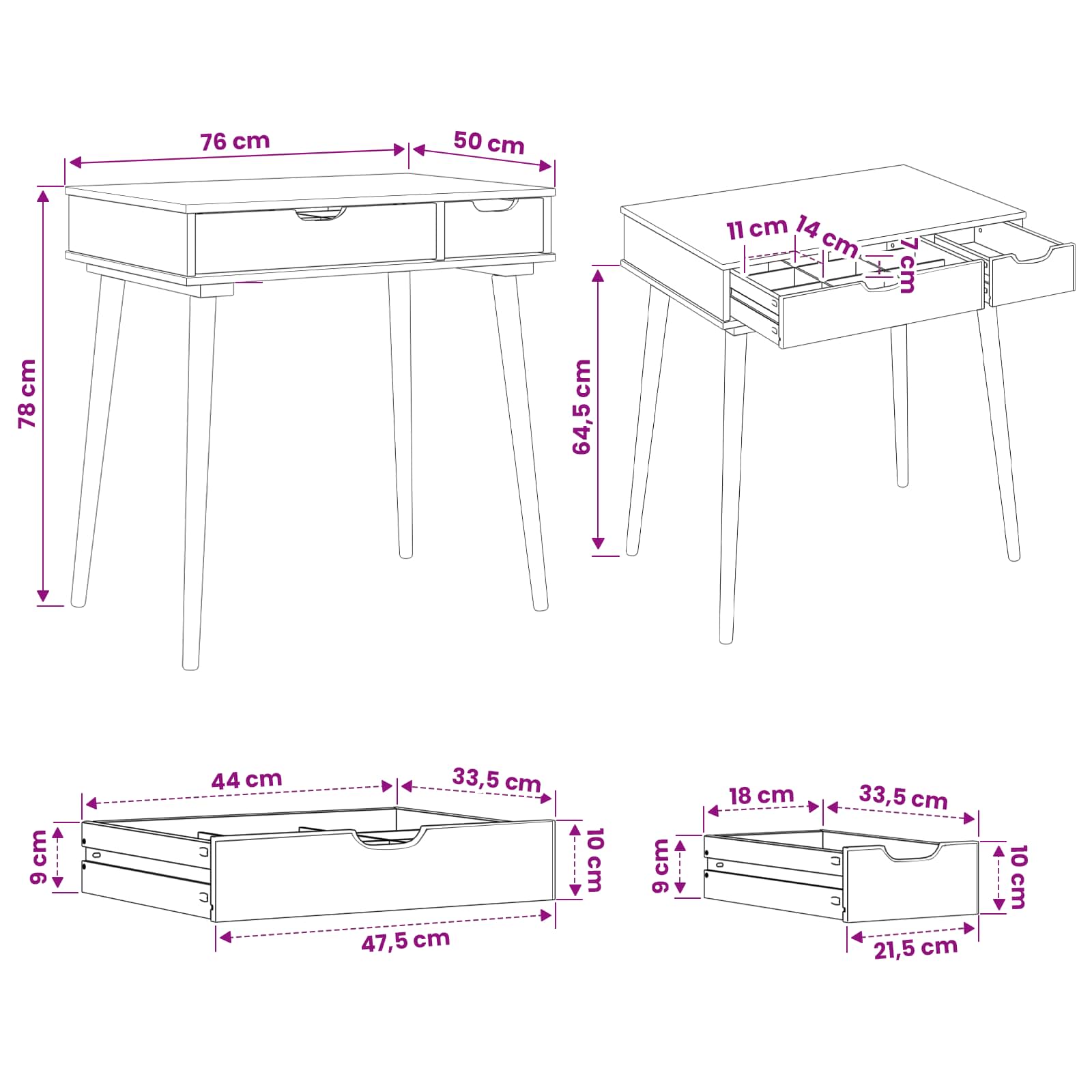 Dressing Table FAUSKE size guide