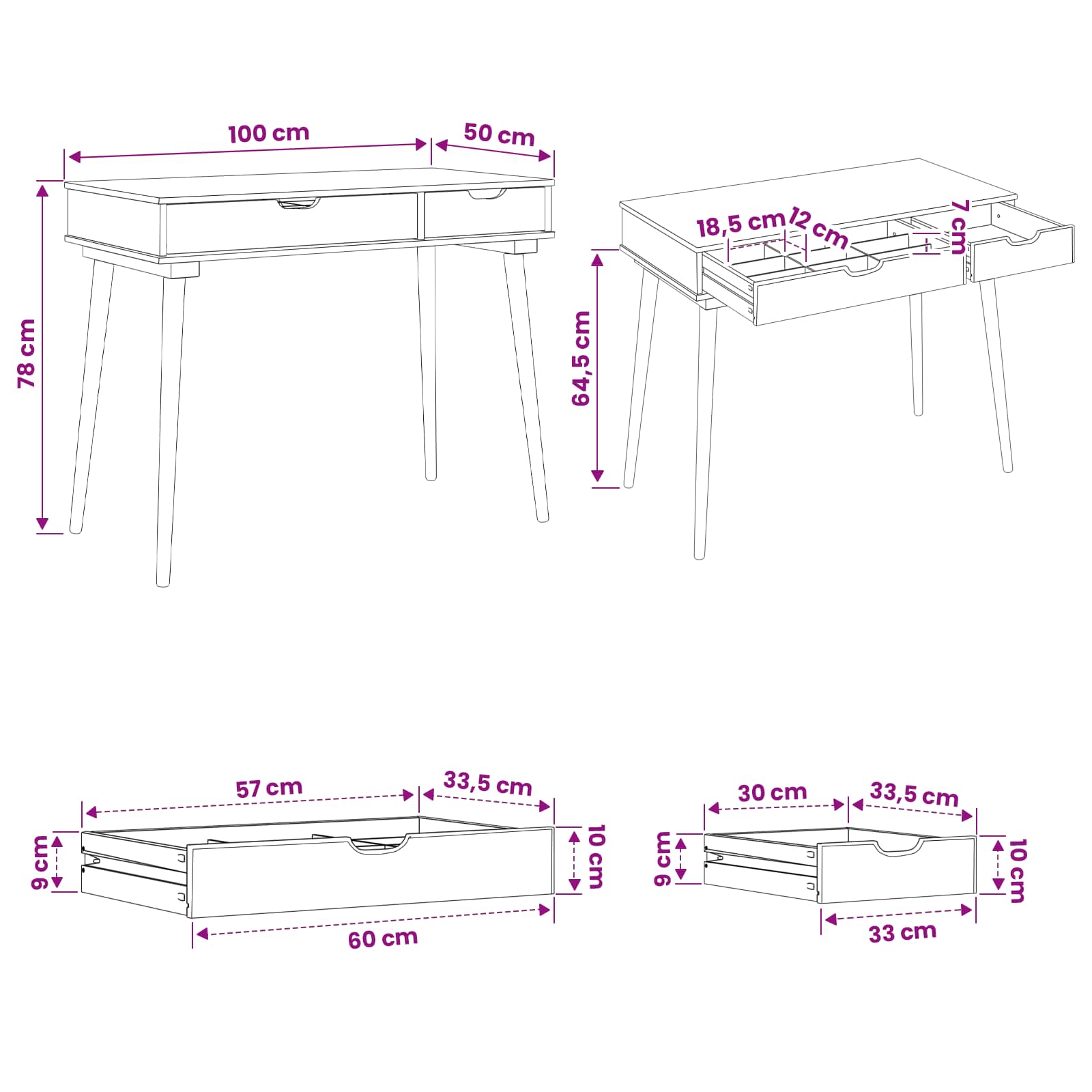 Dressing Table FAUSKE size guide