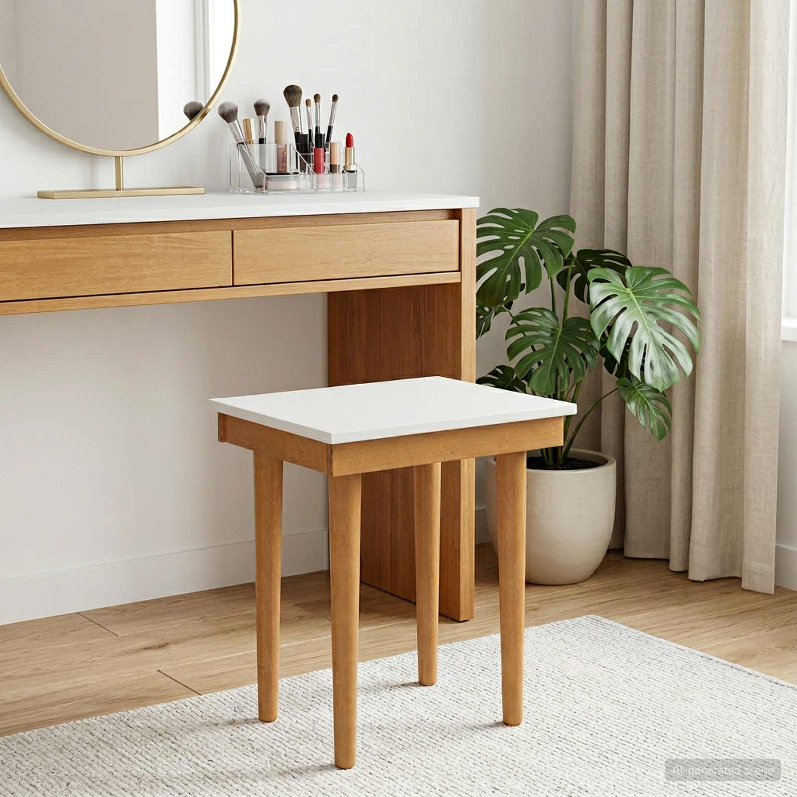 Henktafel Kruk FAUSKE Wit 40 x 33 x 45 cm Massief grenenhout image 1
