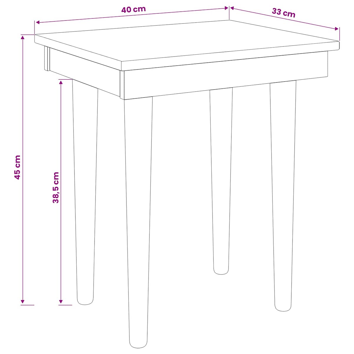 Makeupbord stol FAUSKE Hvid 40 x 33 x 45 cm Massivt fyrretræ - Billede 6