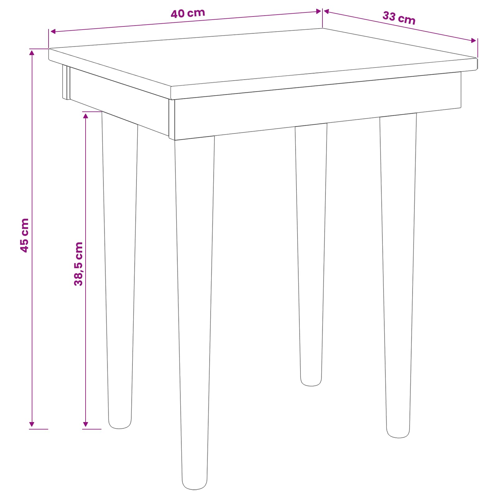 Henktafel Kruk FAUSKE Wit 40 x 33 x 45 cm Massief grenenhout image 6