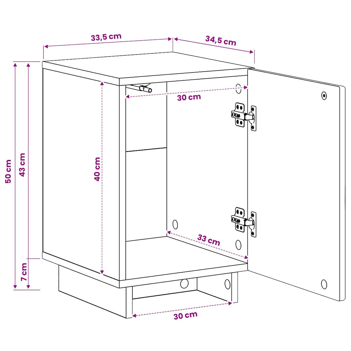 Natskab 33,5 x 34,5 x 50 cm Konstrueret træ - Billede 10
