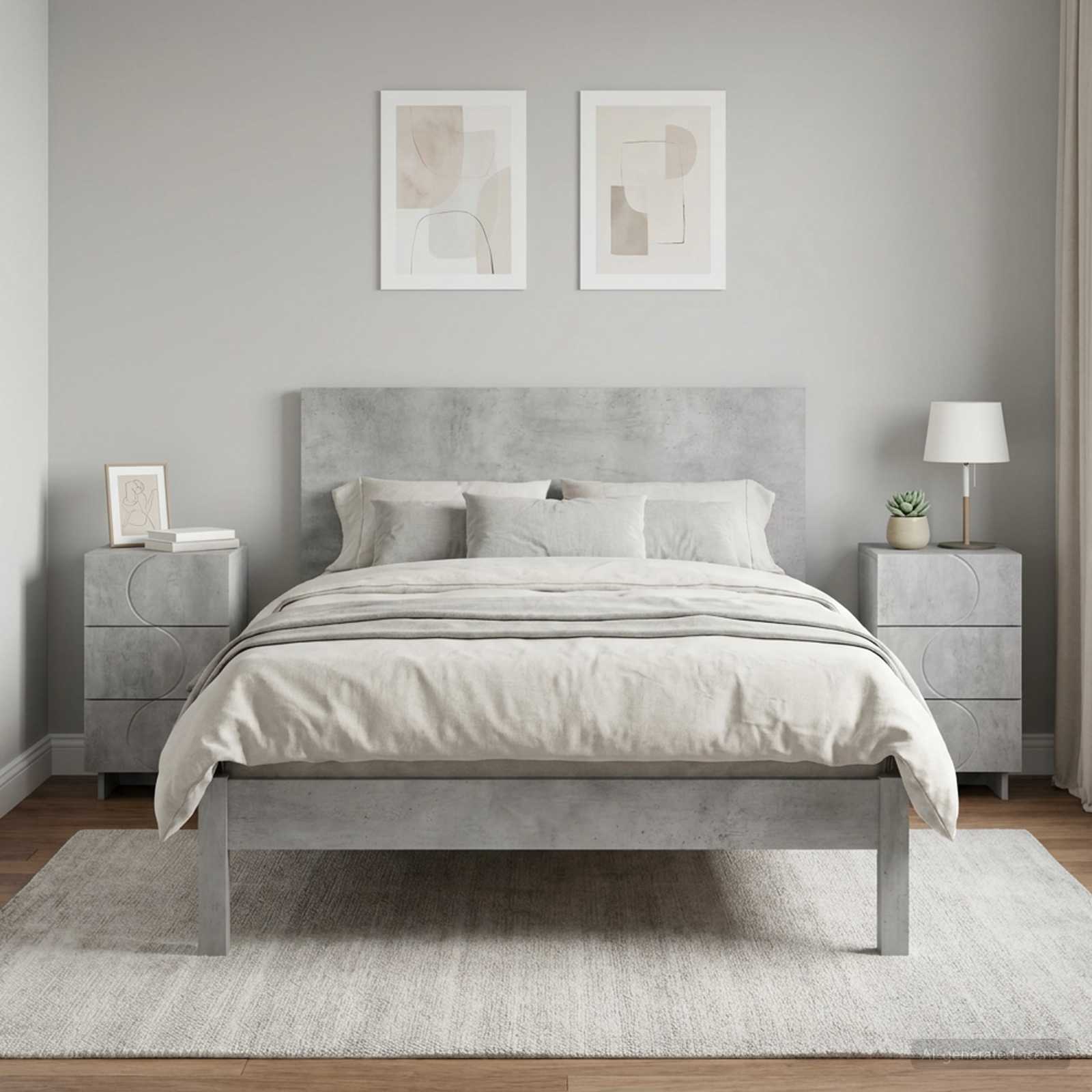 Нощен шкаф 2 pcs Бетонно сиво 33,5 x 34,5 x 60 см