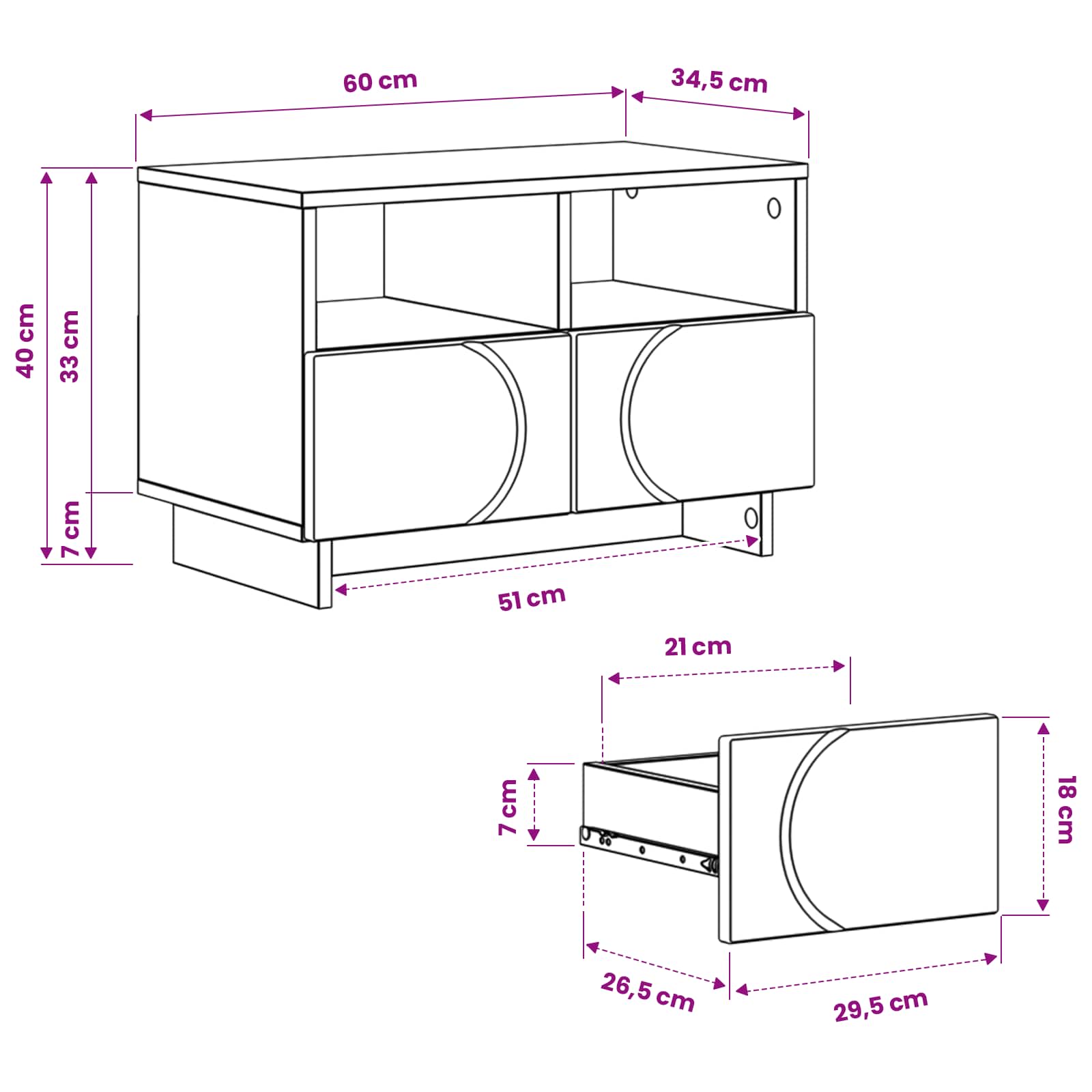 TV stojalo 60 x 34,5 x 40 cm Betonsko siva Inženirski les