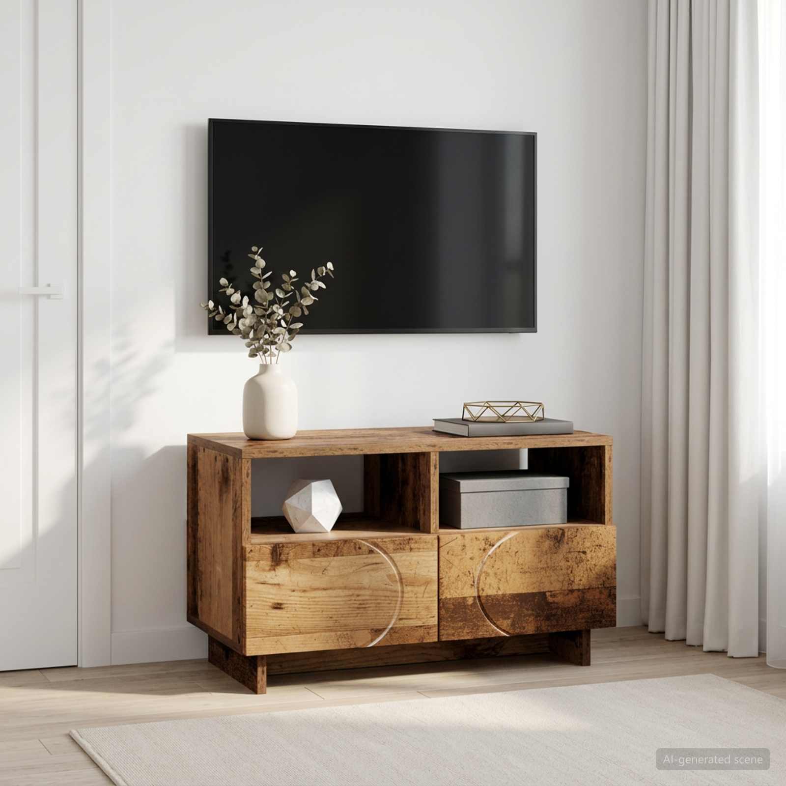 ТВ стойка 60 x 34.5 x 40 cm Старо дърво Инженерна дървесина