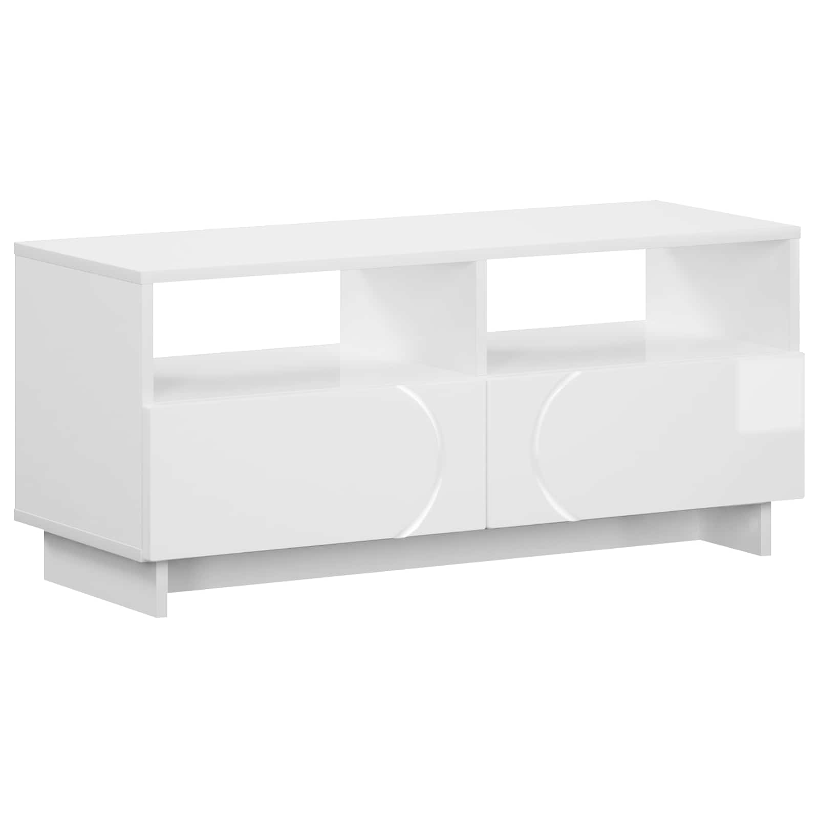 ТВ стойка 90 x 34.5 x 40 cm Бял гланц Инженерна дървесина — изображение 2