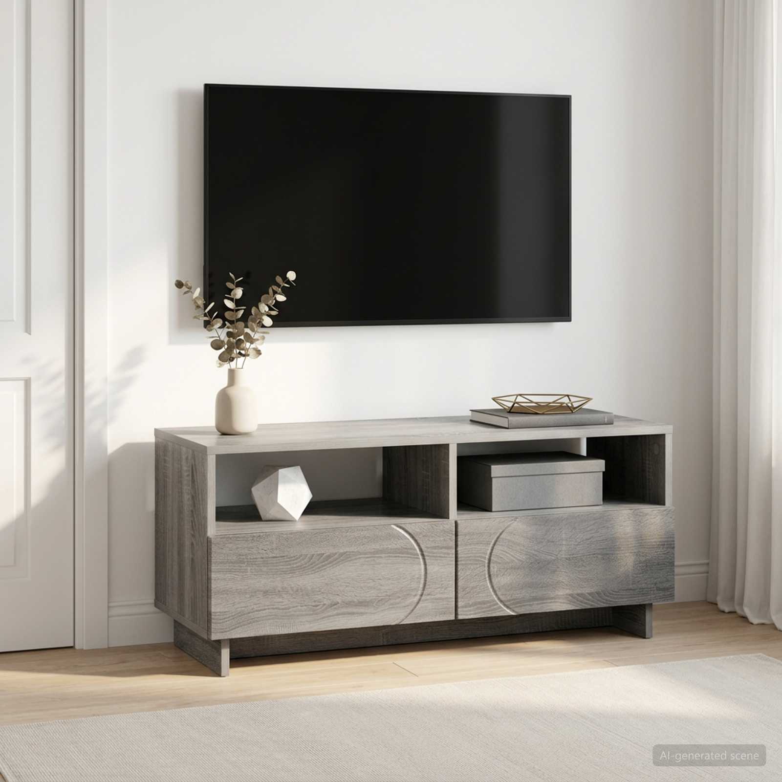 ТВ стойка 90 x 34.5 x 40 cm Сив Сонома Инженерна дървесина