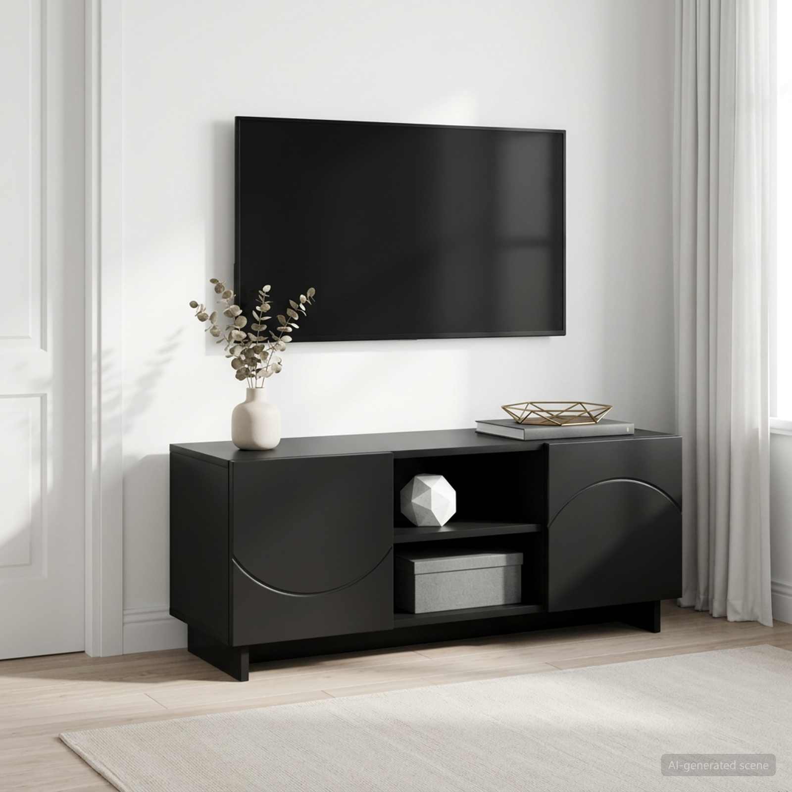ТВ стойка 90 x 34.5 x 40 cm Черно Инженерна дървесина