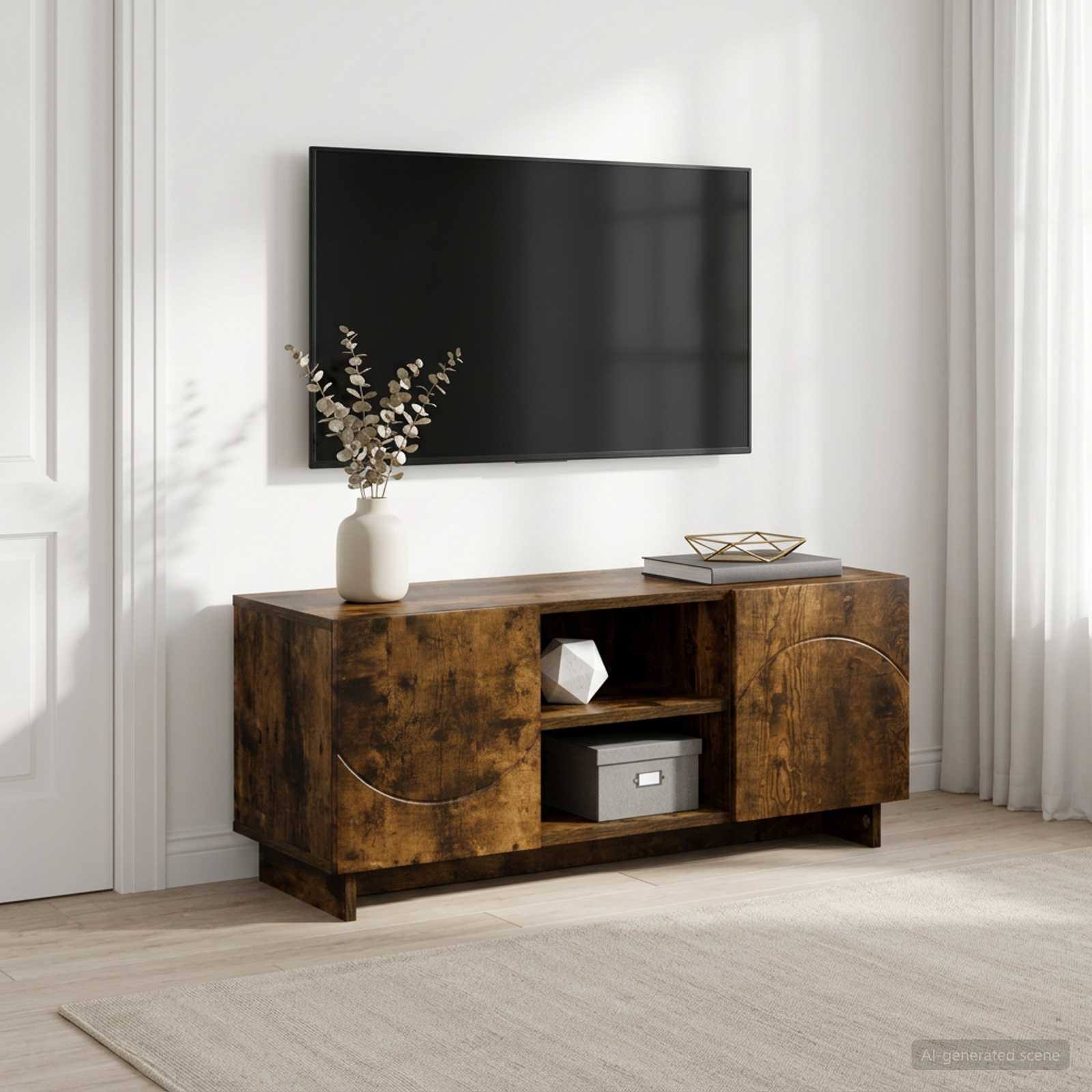 ТВ стойка 90 x 34.5 x 40 cm Опушен дъб Инженерна дървесина