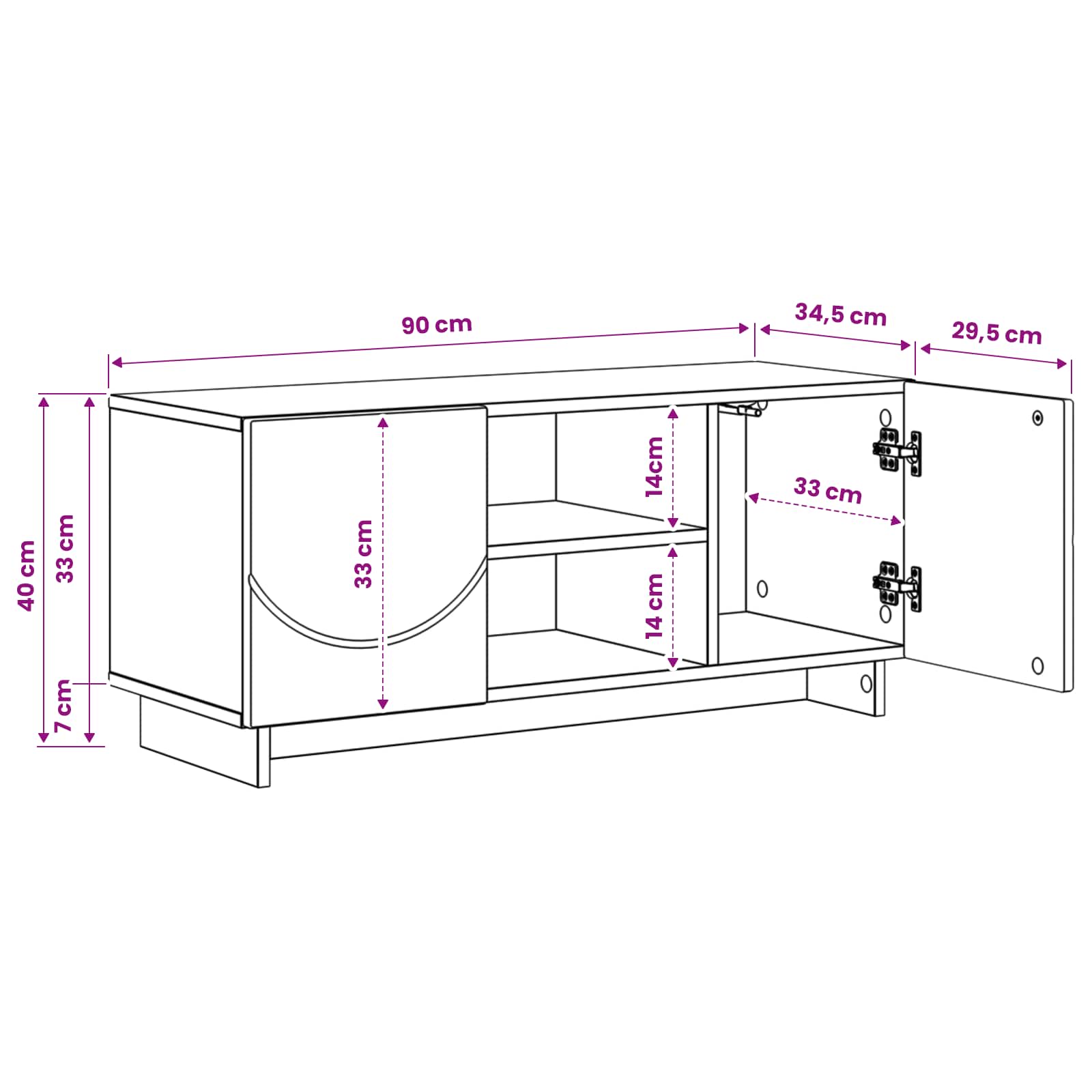 TV stojalo 90 x 34,5 x 40 cm Star les Inženirski les