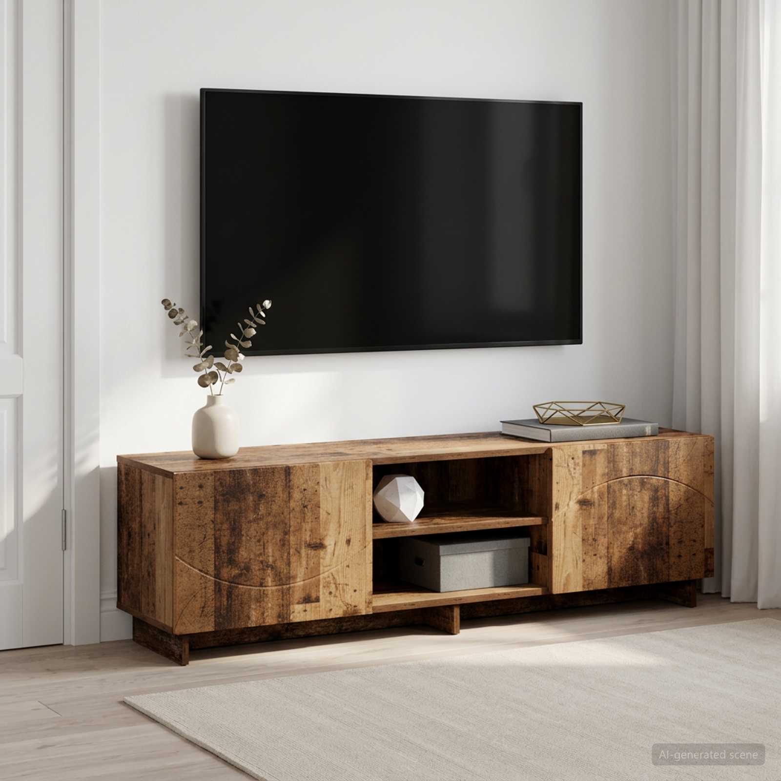 ТВ стойка 140 x 34,5 x 40 см Старо дърво Инженерна дървесина