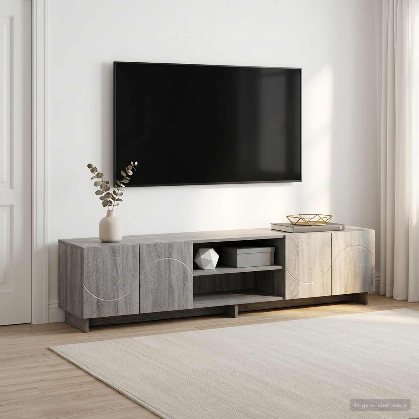 ТВ стойка 179,5 x 34,5 x 40 см Сив Сонома Инженерна дървесина