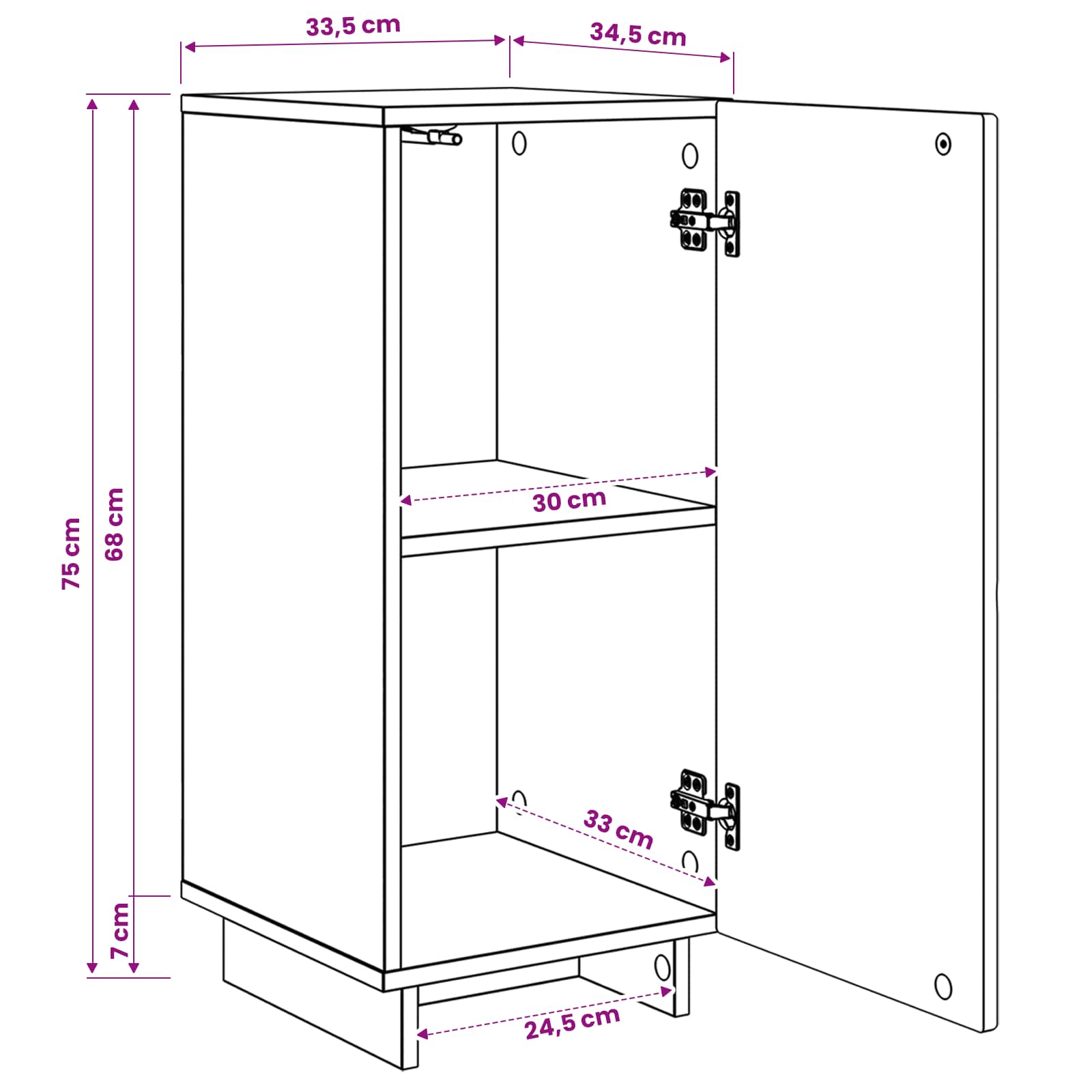 Komoda Dimljen hrast 33,5 x 34,5 x 75 cm Inženirski les