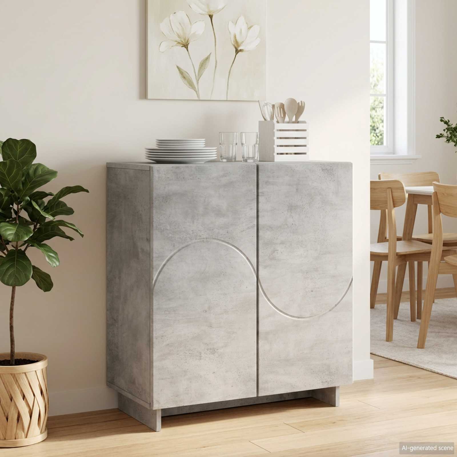 Скрин Бетонно сиво 67 x 34,5 x 75 см Инженерно дърво