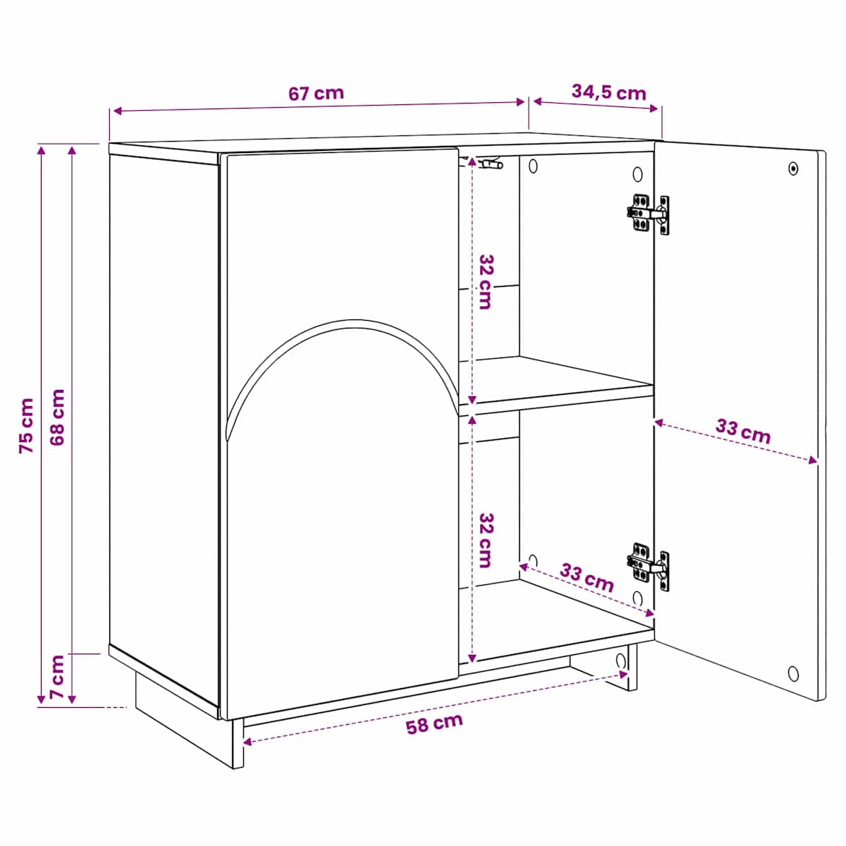 Skænk 67 x 34,5 x 75 cm Konstrueret træ - Billede 9