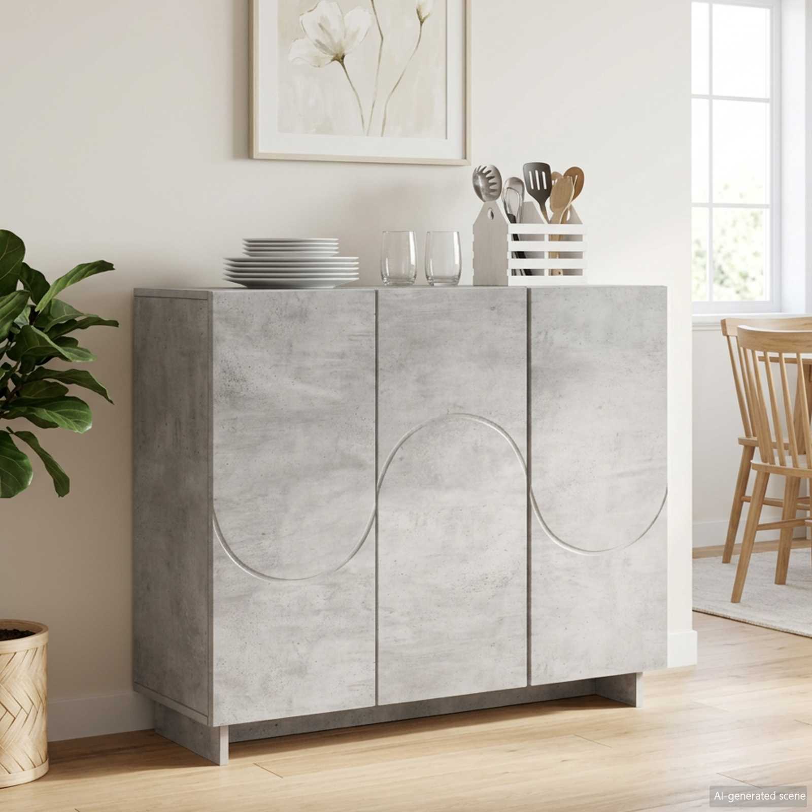 Бюфет Бетонно сиво 85.5 x 31 x 75 см Инженерна дървесина