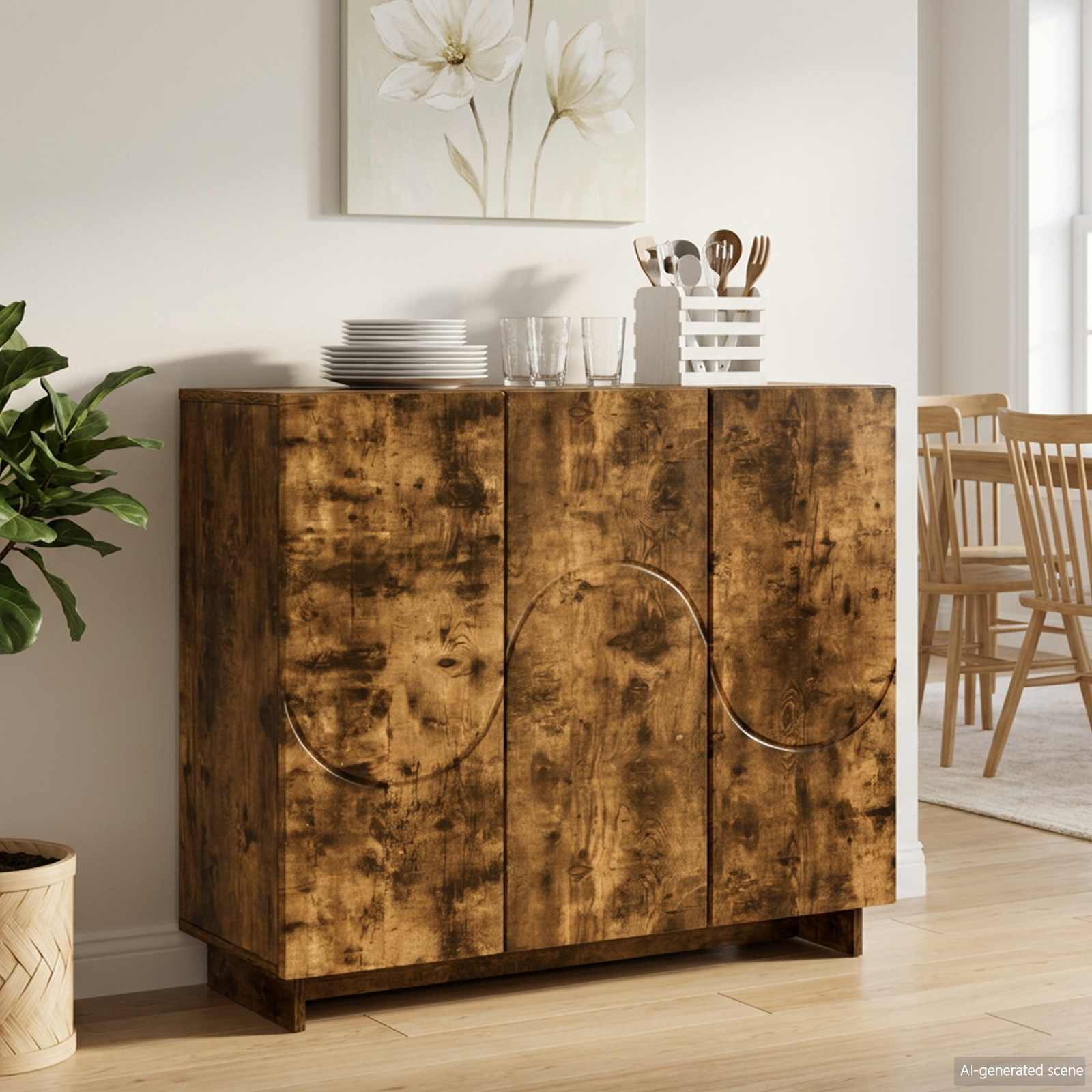 Бюфет Опушен дъб 85.5 x 31 x 75 см Инженерна дървесина