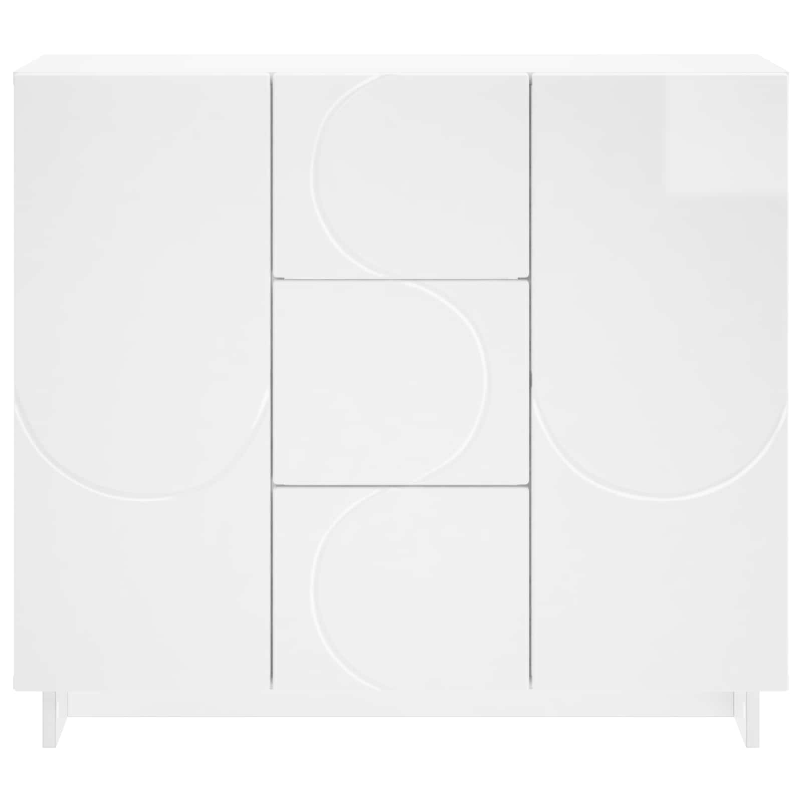 Strani šal Bela visok sijaj 85,5 x 31 x 75 cm Inženirski les