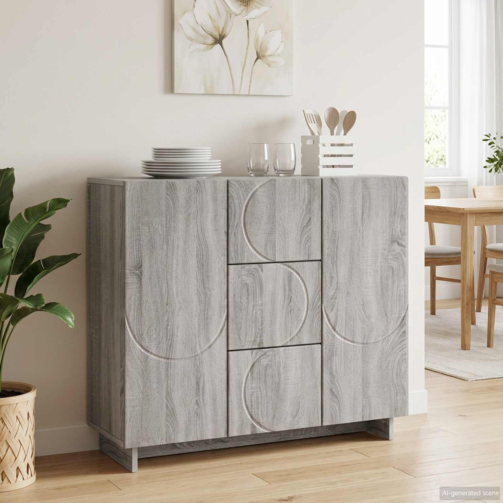 Служебен шкаф Сив Сонома 85.5 x 31 x 75 см Инженерна дървесина