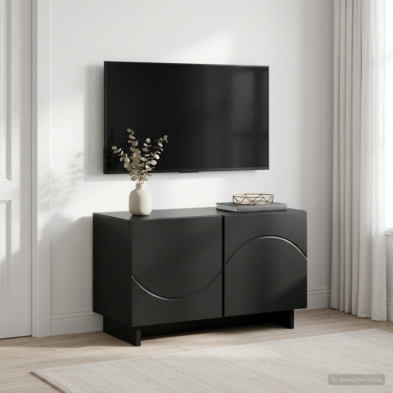 ТВ стойка 60 x 34.5 x 40 cm Черно Инженерна дървесина