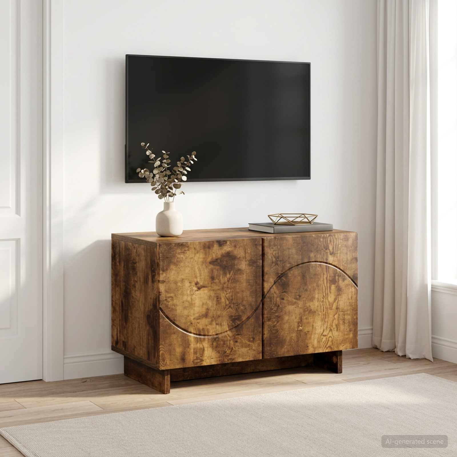 ТВ стойка 60 x 34.5 x 40 cm Опушен дъб Инженерна дървесина