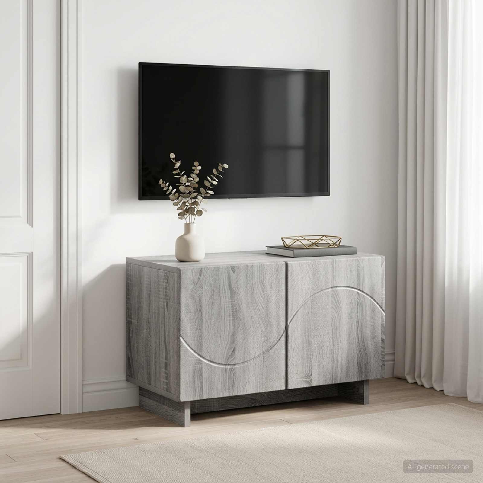 ТВ стойка 60 x 34.5 x 40 cm Сив Сонома Инженерна дървесина