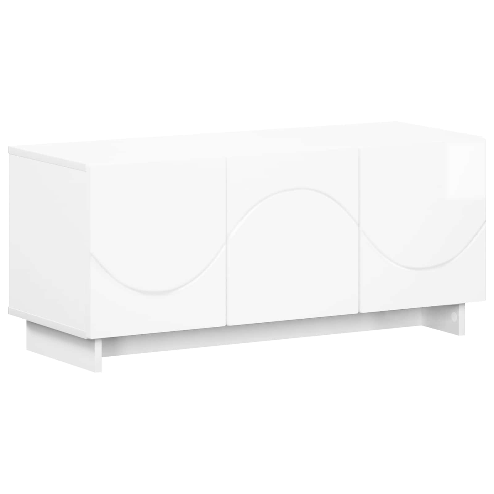 ТВ стойка 90 x 34.5 x 40 cm Бял гланц Инженерна дървесина — изображение 2