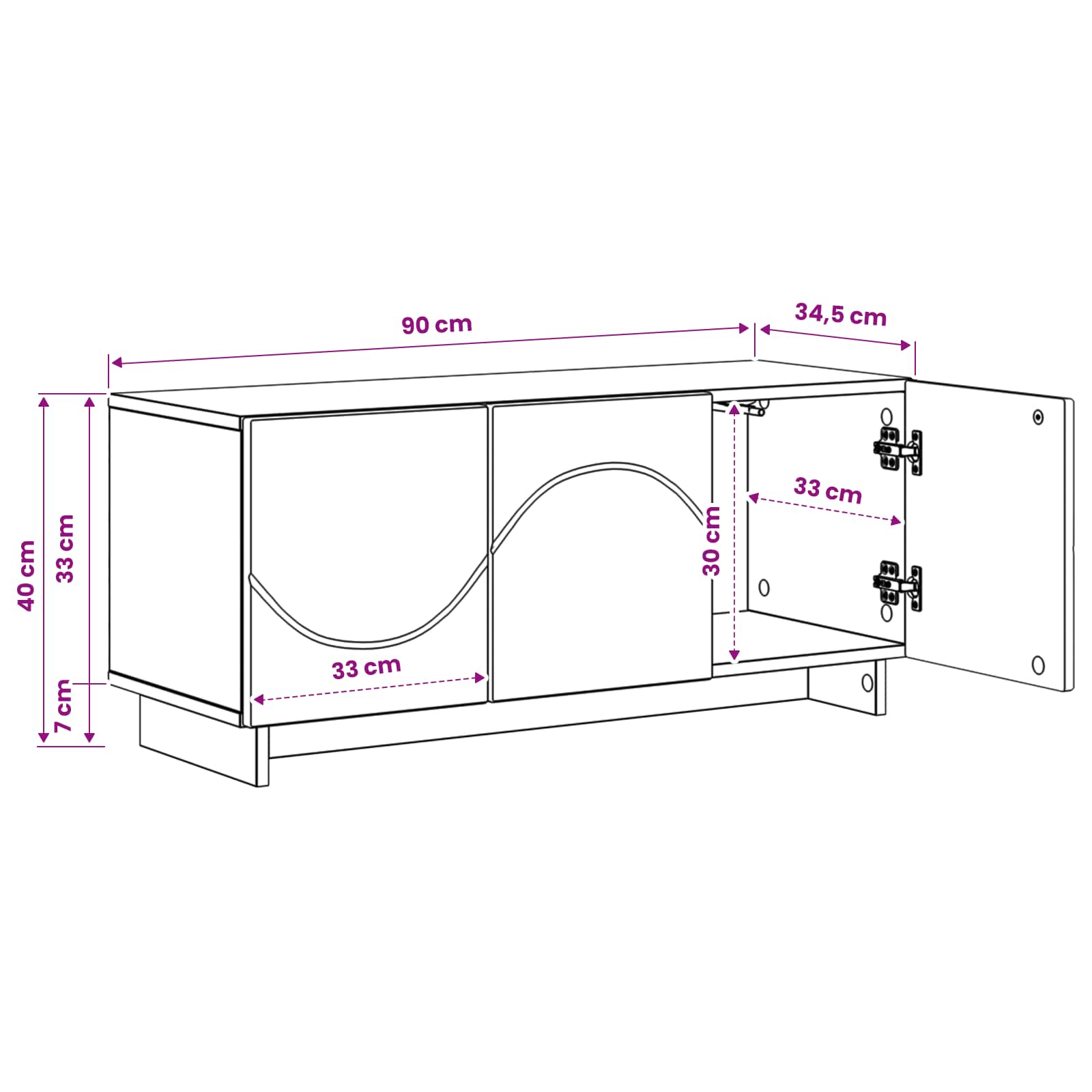 TV stojalo 90 x 34,5 x 40 cm Dimljen hrast Konstruiran les