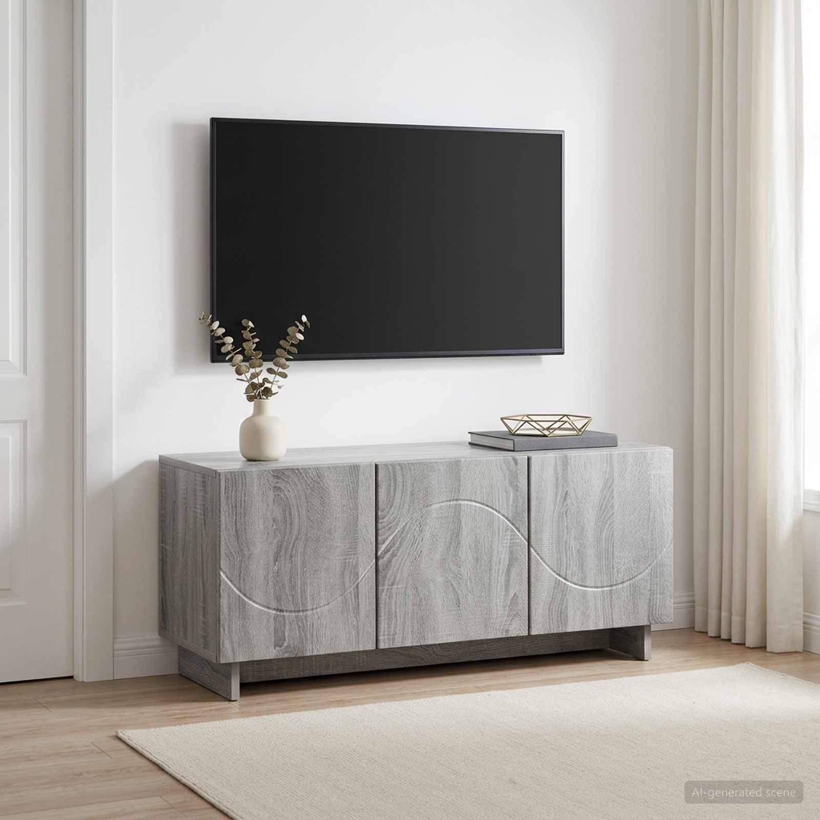 ТВ стойка 90 x 34.5 x 40 cm Сив Сонома Инженерна дървесина