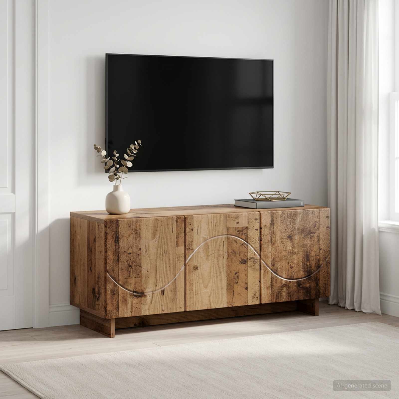ТВ стойка 90 x 34.5 x 40 cm Старо дърво Инженерна дървесина