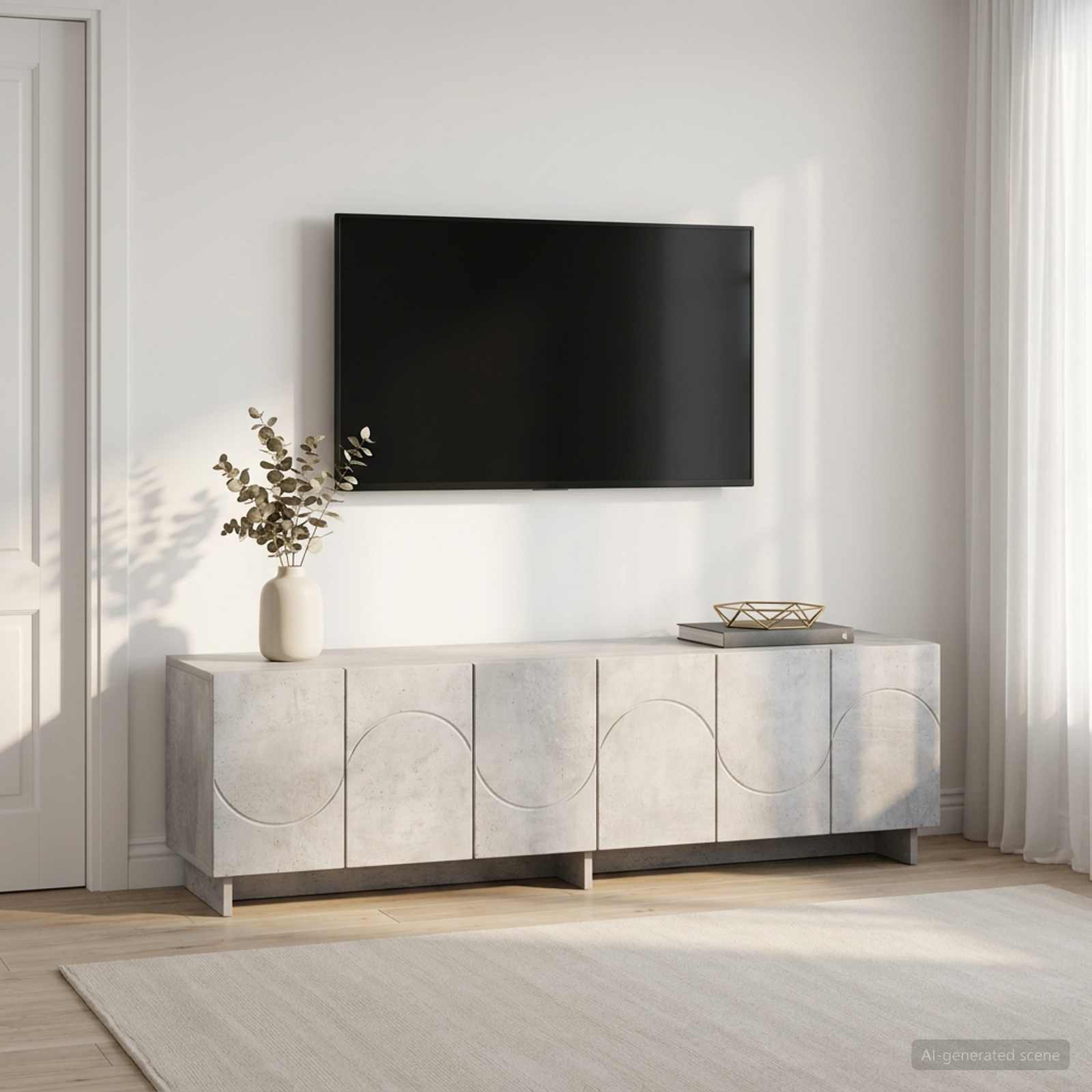 ТВ стойка 140 x 34,5 x 40 см Бетонно сиво Инженерна дървесина