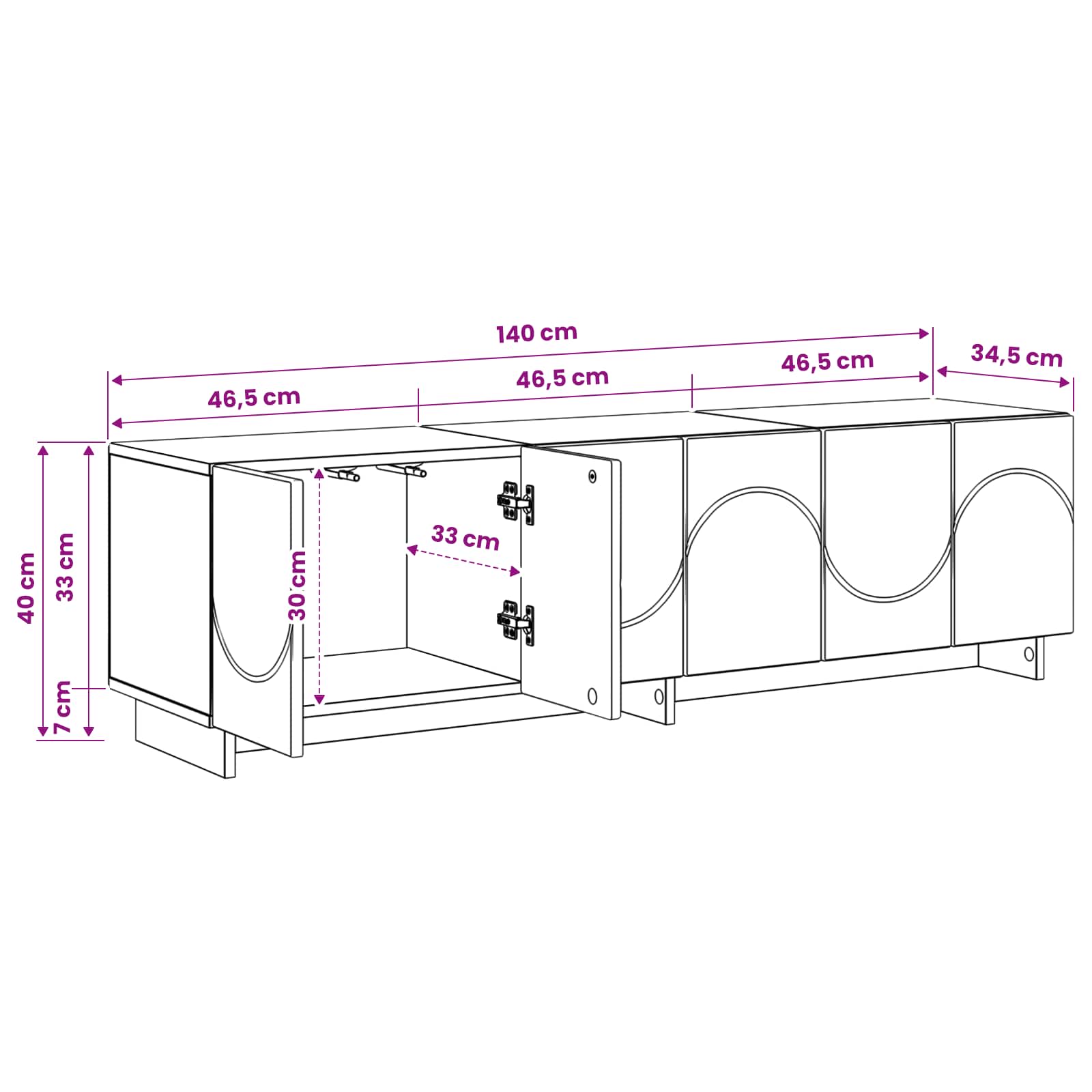 TV stojalo 140 x 34,5 x 40 cm Siva Sonoma Konstruiran les