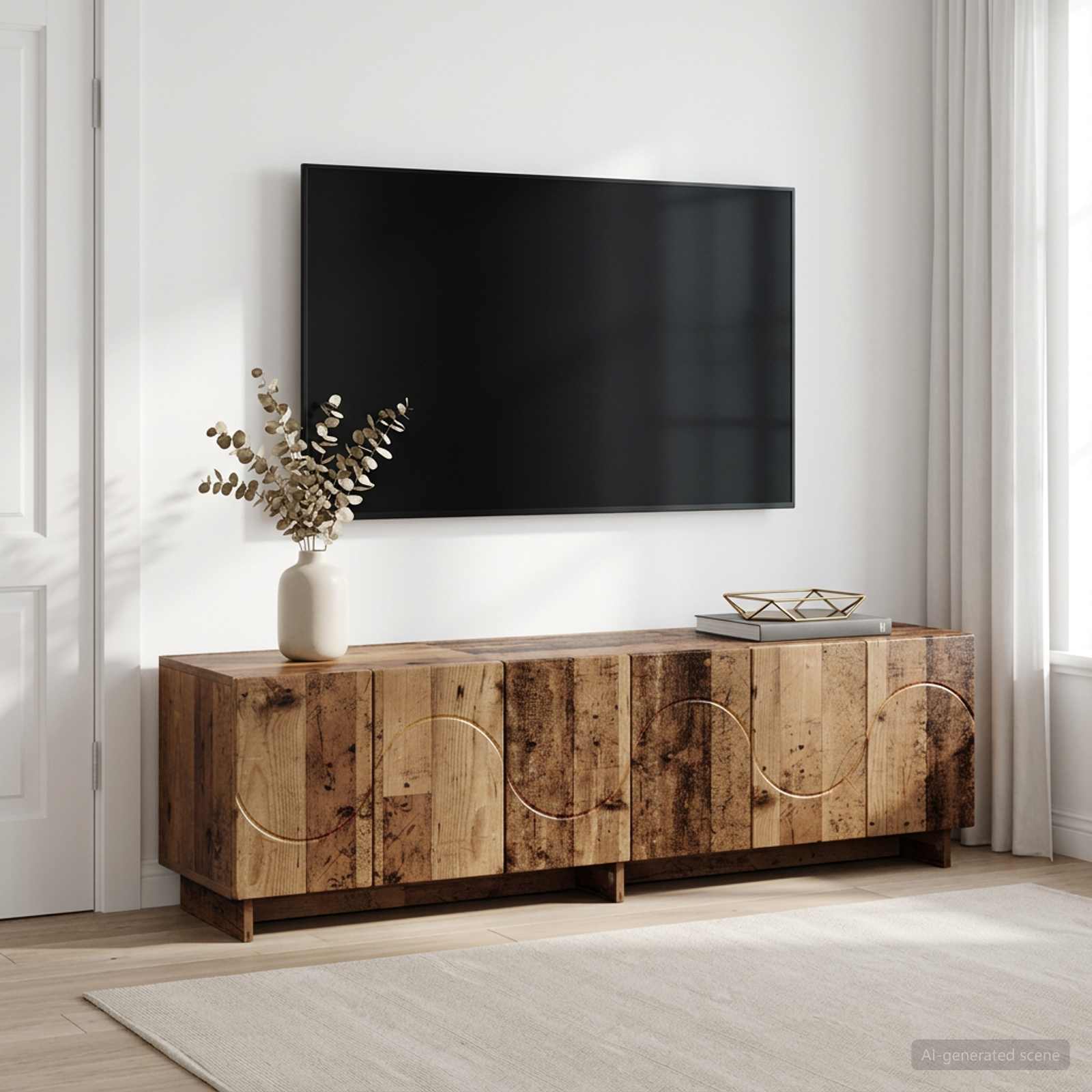 ТВ стойка 140 x 34,5 x 40 см Старо дърво Инженерна дървесина