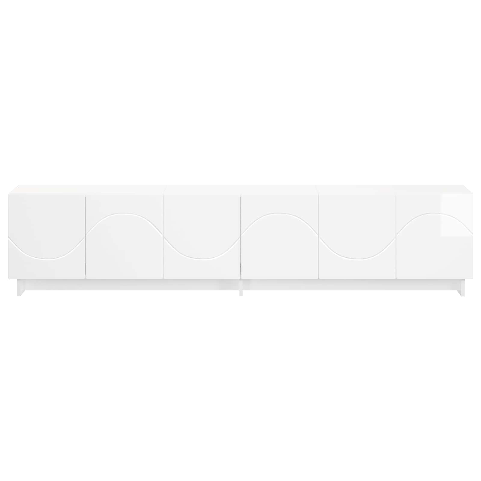 TV stojalo 180 x 34,5 x 40 cm Bela visok sijaj Konstruiran les