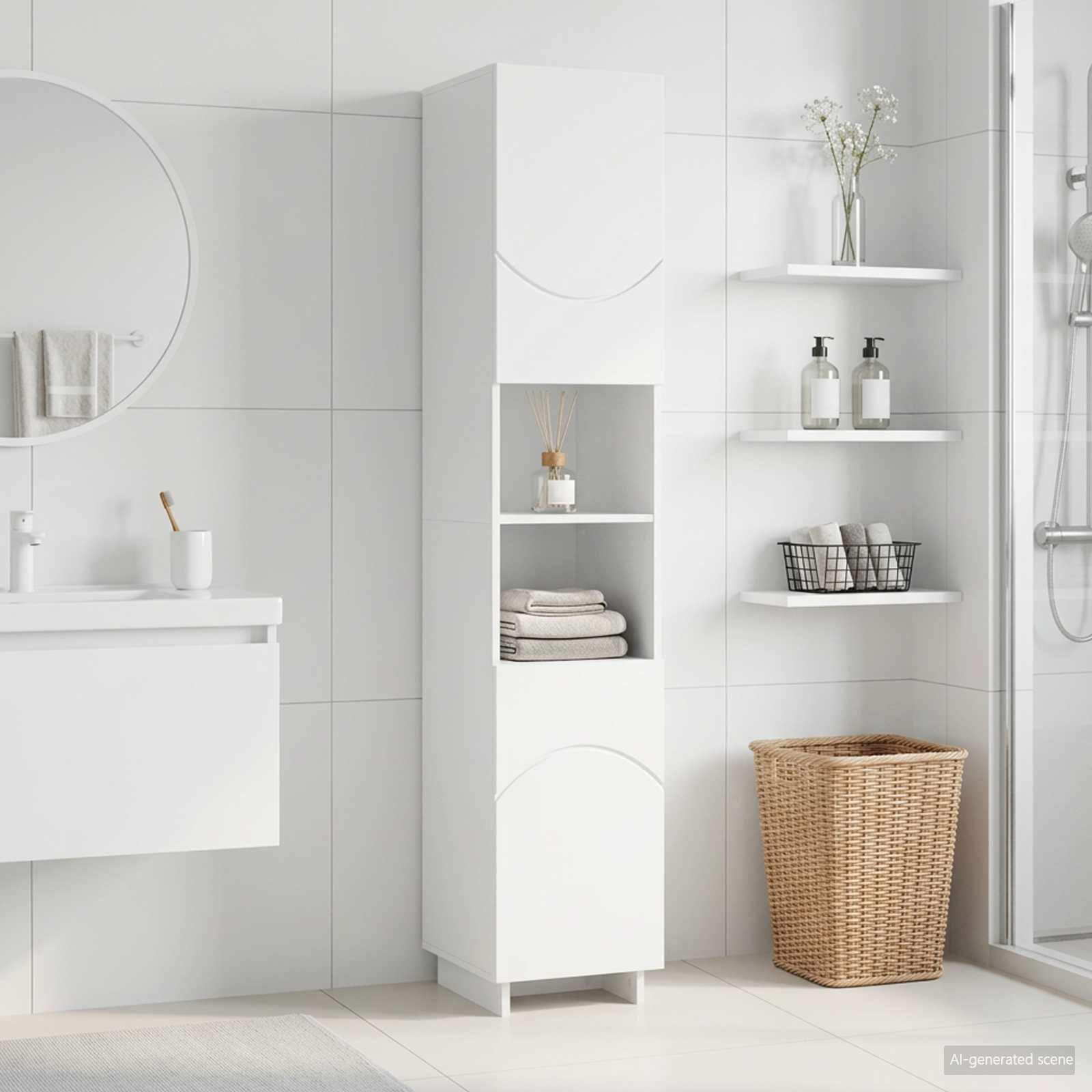 vidaXL Badrumsskåp Vit 36,5 x 38 x 180 cm Konstruerat trä