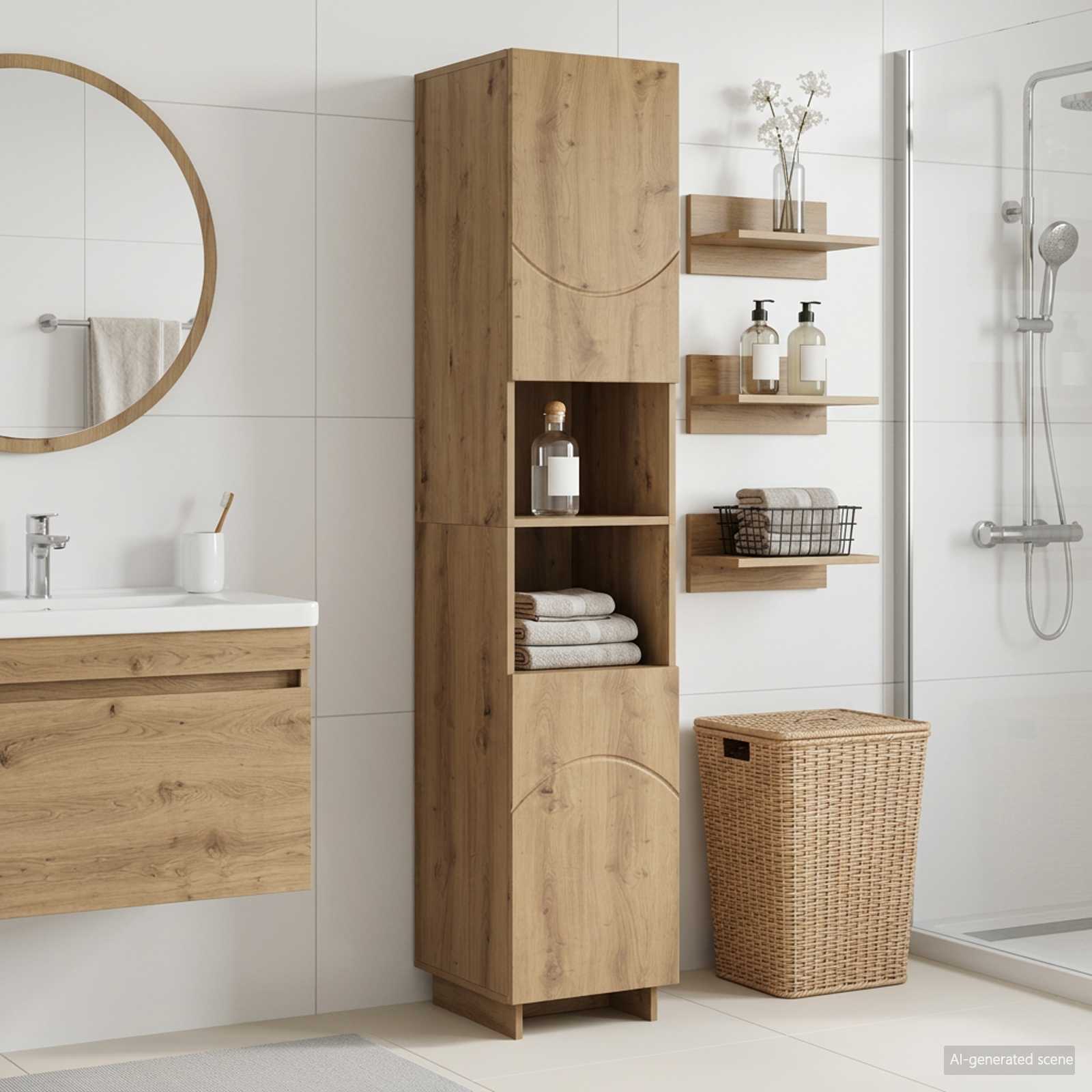 vidaXL Badrumsskåp Artisan-ek 36,5 x 38 x 180 cm Konstruerat trä