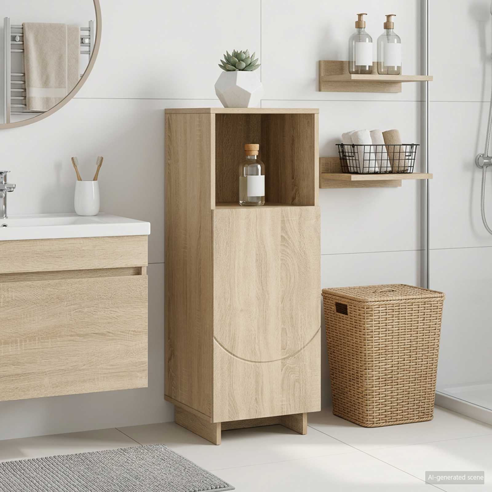 vidaXL Badrumsskåp Sonoma-ek 36,5 x 38 x 95 cm Konstruerat trä