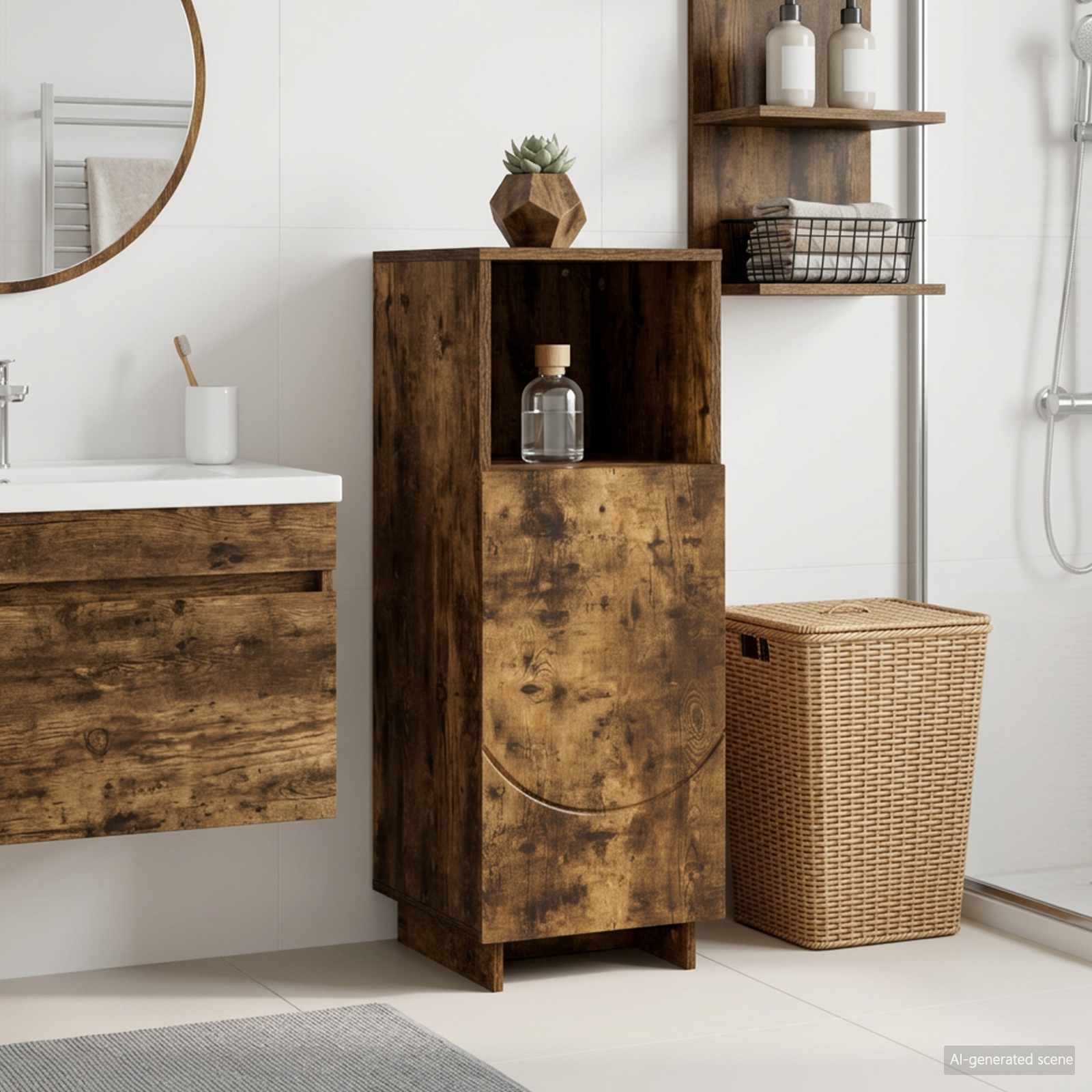 vidaXL Badrumsskåp Rökt ek 36,5 x 38 x 95 cm Konstruerat trä
