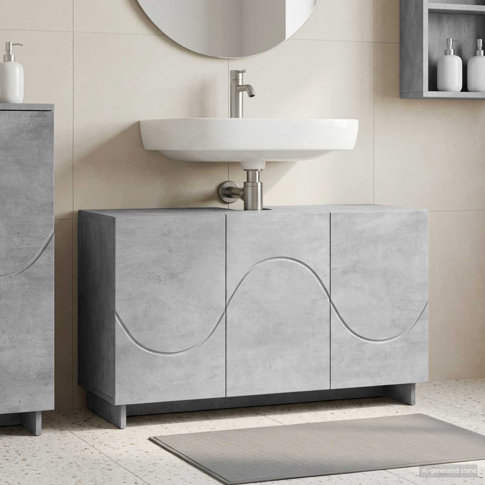 vidaXL Badrumsskåp Betonggrå 101 x 41 x 58 cm Konstruerat trä