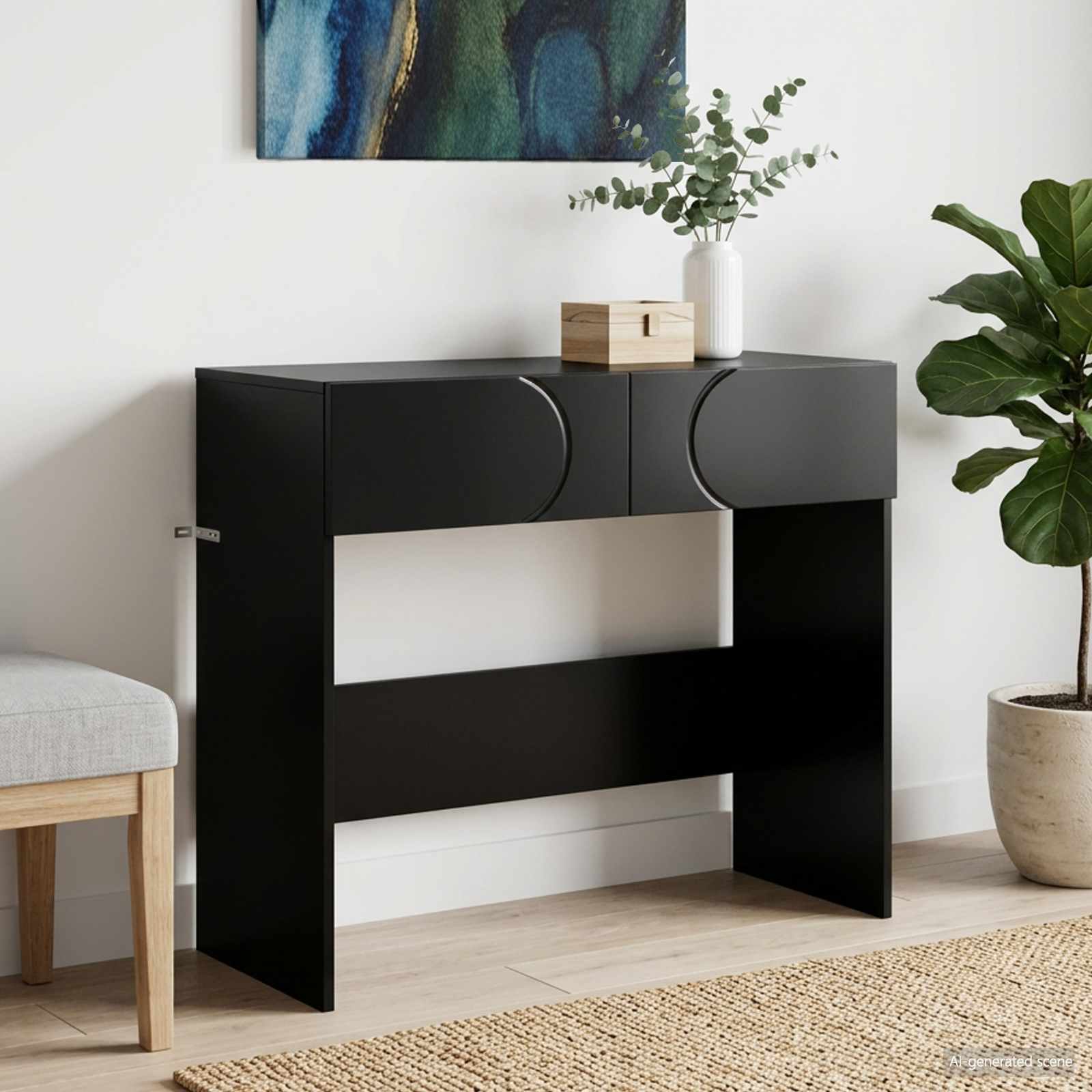Конзолна маса Черно 96,5 x 38 x 75 см Инженерна дървесина