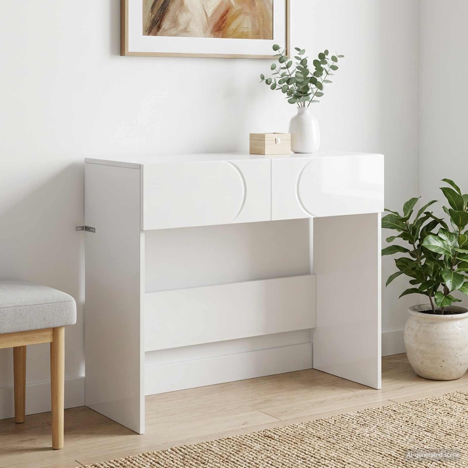 Конзолна маса Бял гланц 96,5 x 38 x 75 см Инженерна дървесина