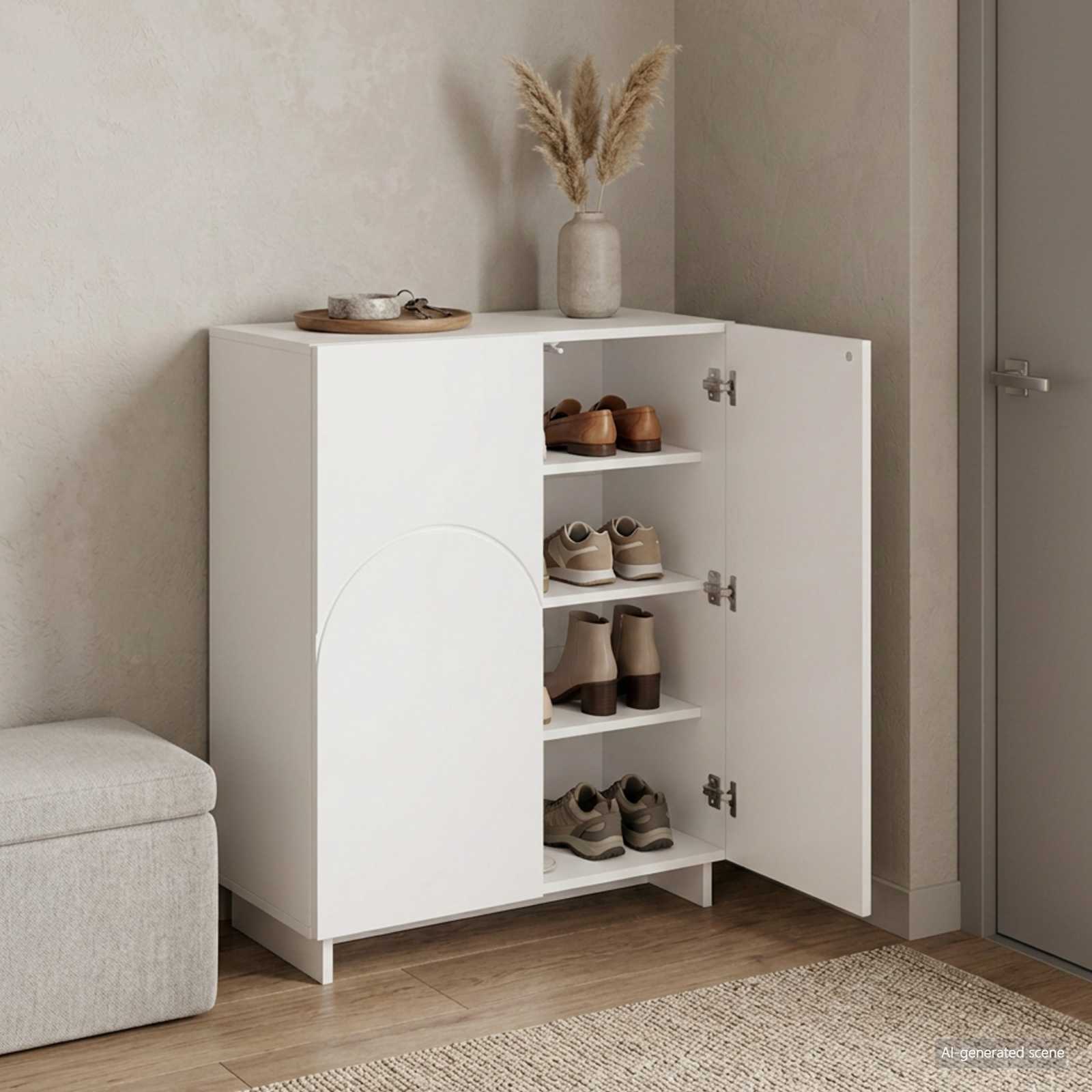 Schoenenkast 73 x 38 x 87,5 cm Bewerkt hout Hoogglans Wit image 1